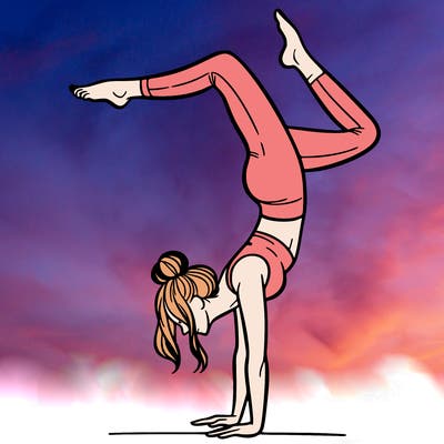 a woman doing a handstand