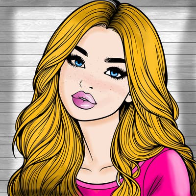 realistic girl with hair on her hair and lips