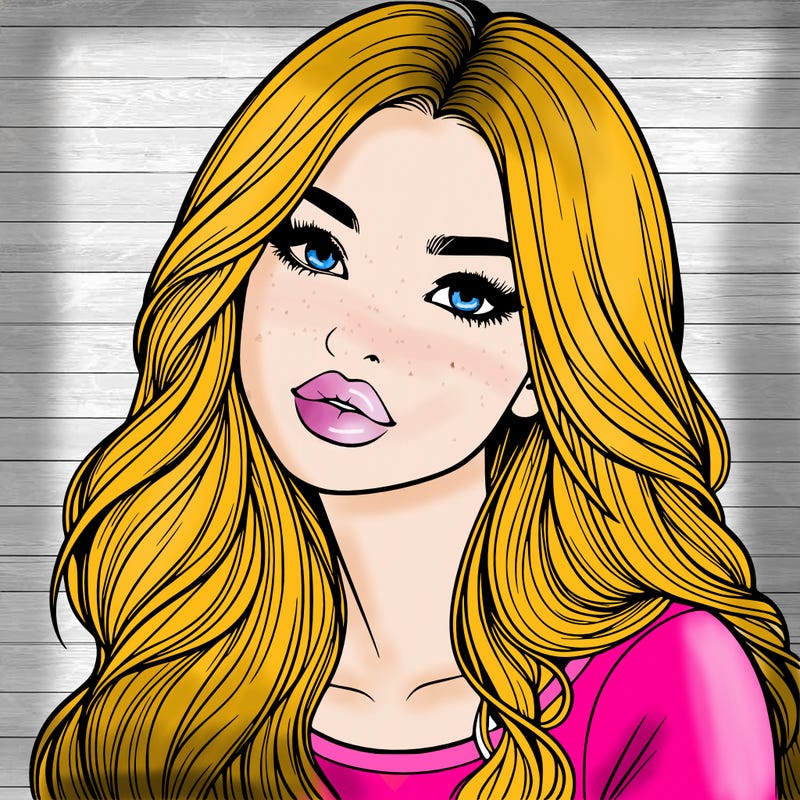 realistic girl with hair on her hair and lips