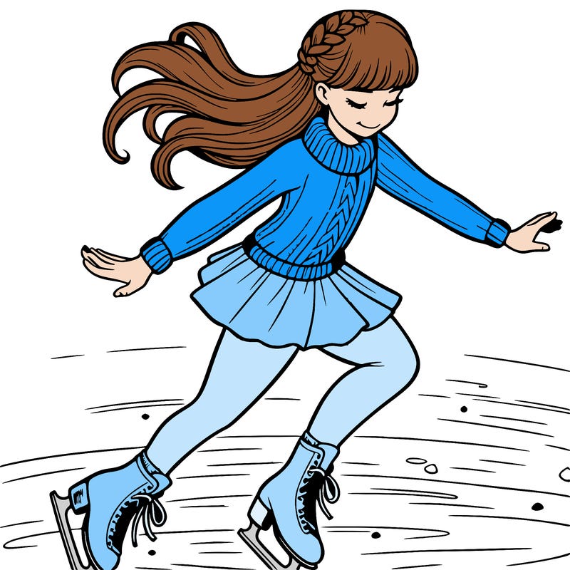 realistic girl doing figure skating on ice