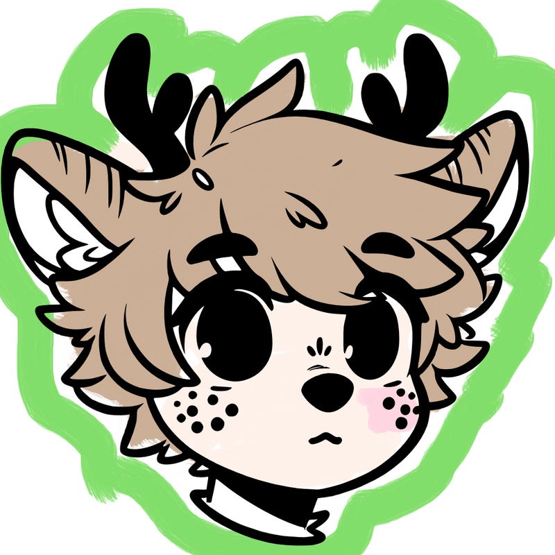 a humanoid deer with soft fluffy ears