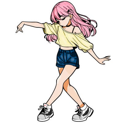 realistic girl danceing