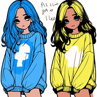 realistic girl with baggy sweater