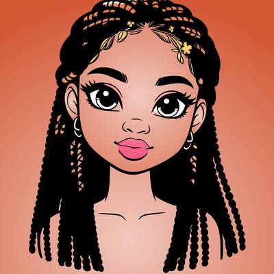 a realistic black girl with braids