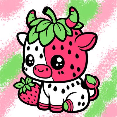 cute strawberry cow