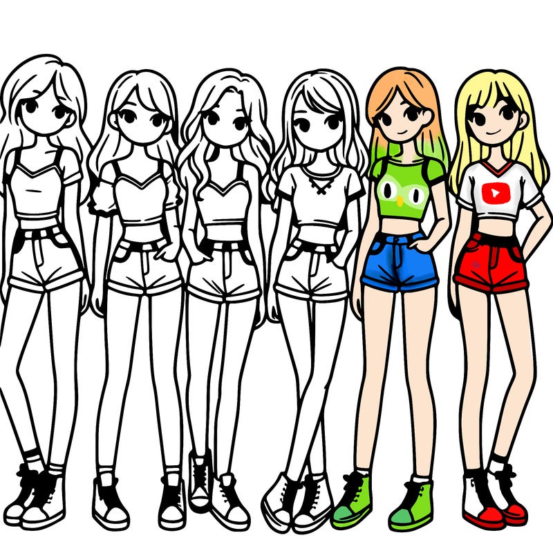 a group of girls wearing crop tops and shorts