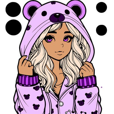 realistic girl in a animal pjs hoodie