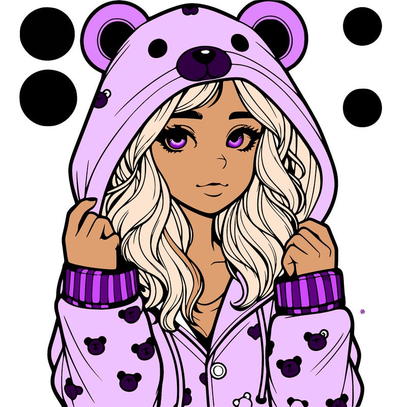 realistic girl in a animal pjs hoodie