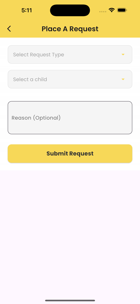 ParentsEye Parent - Screen for submitting a child request in the ParentsEye Parent app