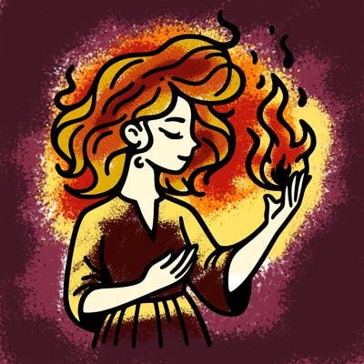 woman with fire