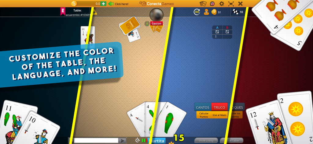 Truco Uruguayo - Customizable table colors in the Truco Uruguayo mobile game