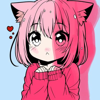 shy anime catgirl