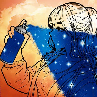 a realistic girl spray, painting