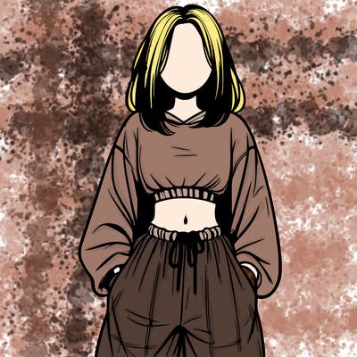 realistic girl faceless with baggy pants and a crop top