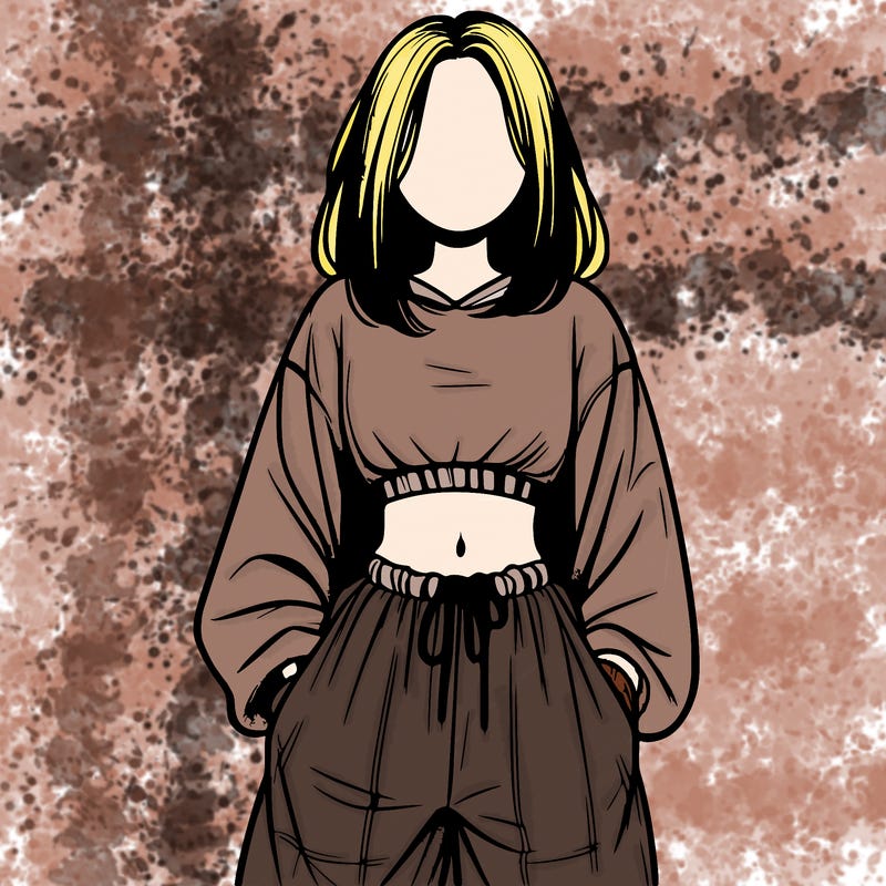 realistic girl faceless with baggy pants and a crop top