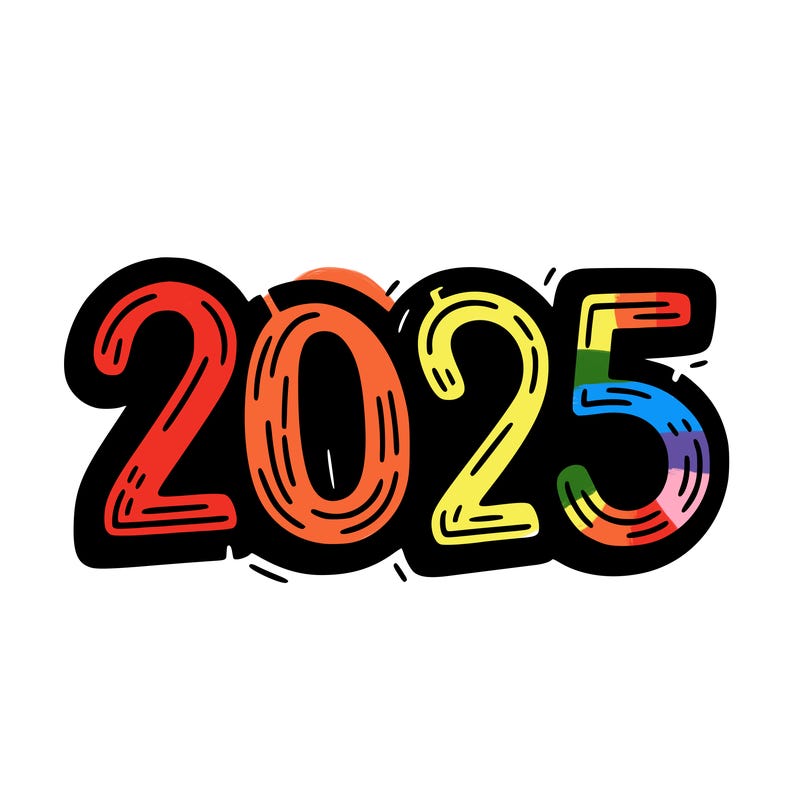 one line scrawled numbers sketch design “2025”