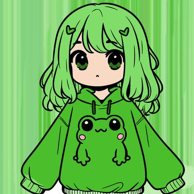 girl wearing frogging sweatshirt