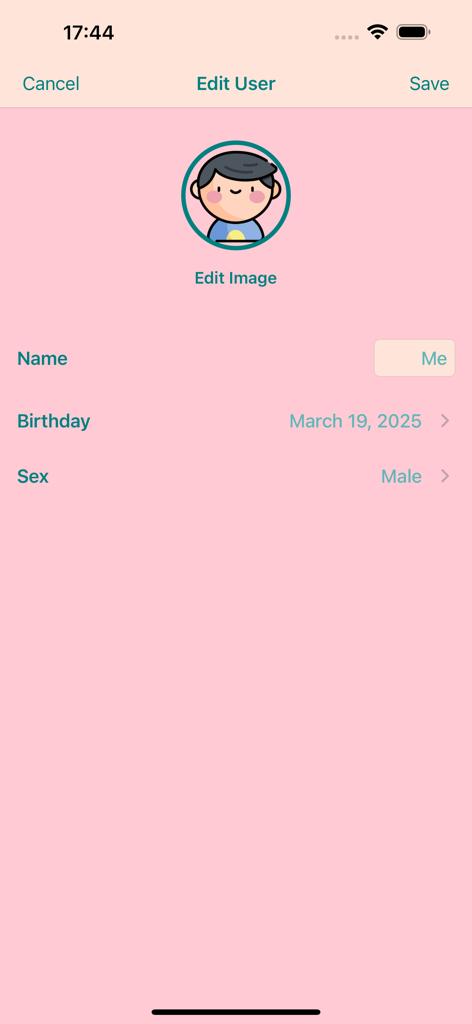 In Love: Days Counter Widget - Interface d'édition de profil utilisateur dans l'application de compteur de jours In Love