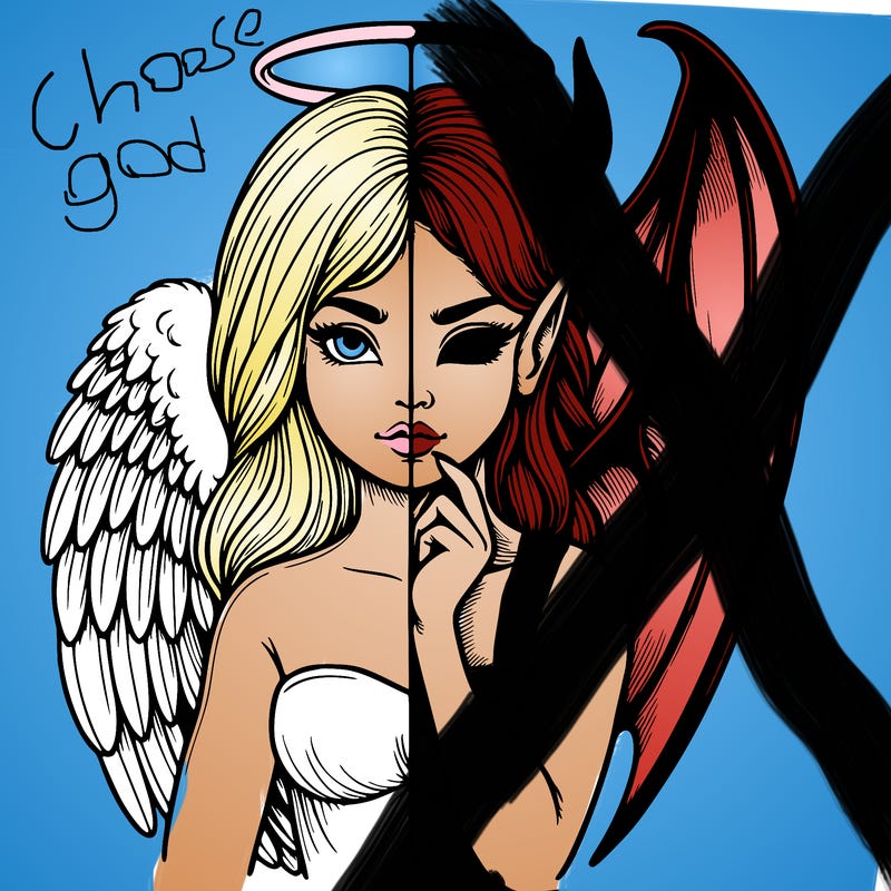 realistic angel half demon