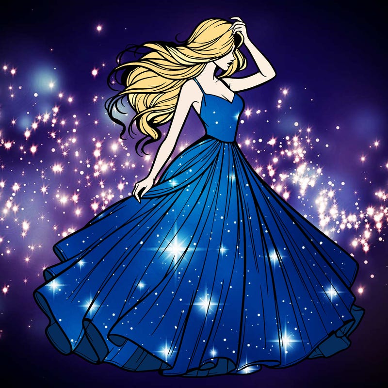 realistic woman with dress flowing in the wind