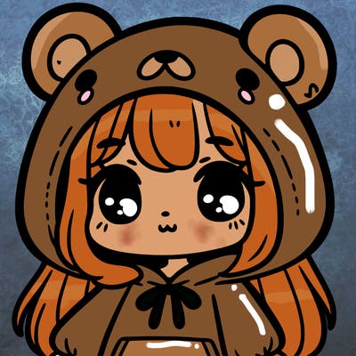 cute girl wearing a bear hoodie