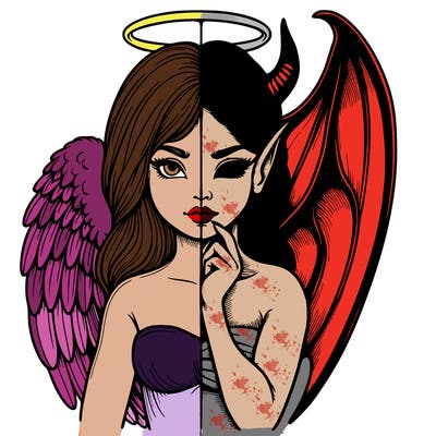 realistic angel half demon