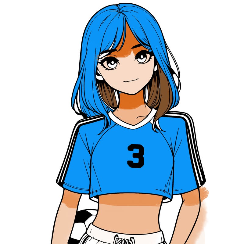 realistic girl wearing soccer jersey