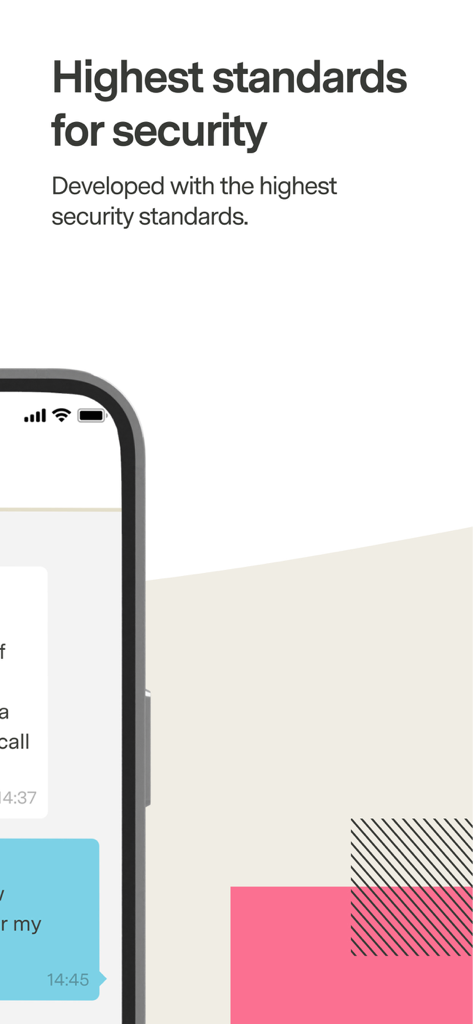 Vontobel Wealth app screenshot highlighting its highest security standards