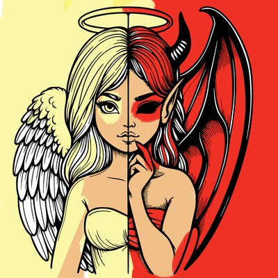 realistic angel half demon