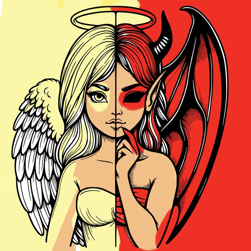 realistic angel half demon