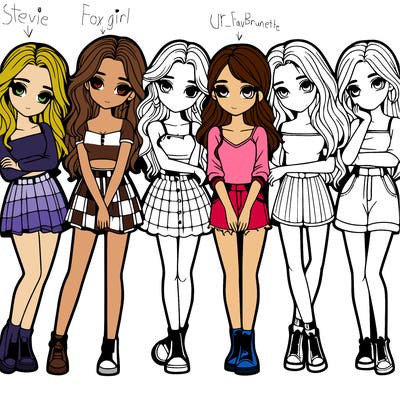 a group of girls realistic