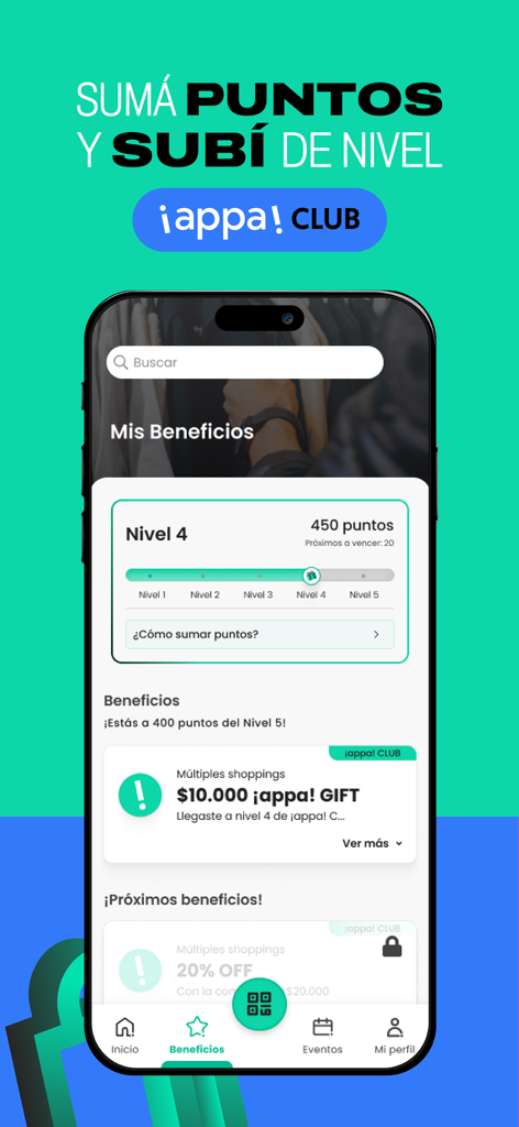 ¡appa! - Tela do programa de fidelidade do aplicativo appa mostrando pontos do usuário e recompensas de nível