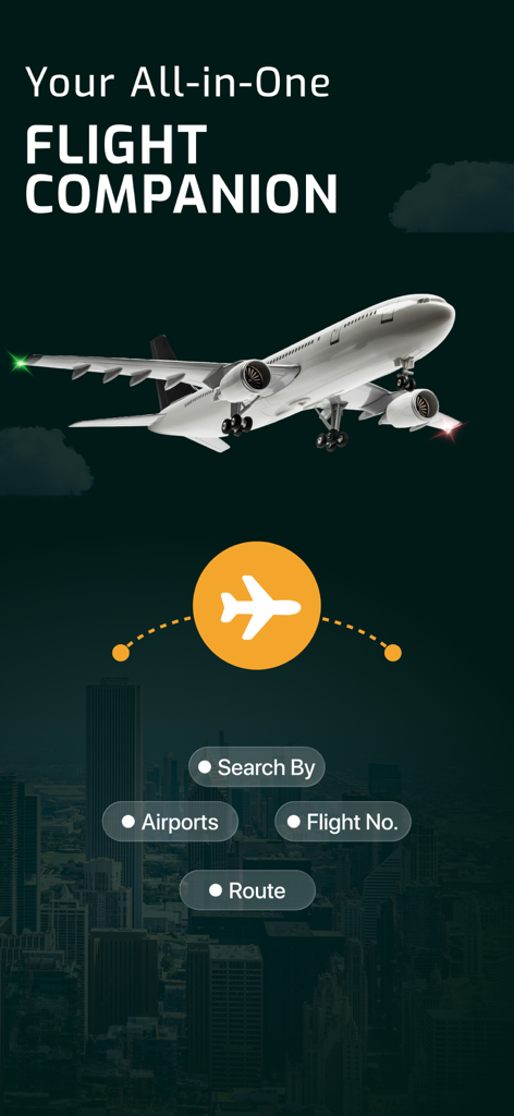 Flight Tracker | Planeradar 24 - Hauptoberfläche der Flug-Tracker Planeradar 24 App mit Flugsuchoptionen