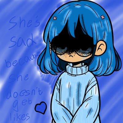 sad girl with glasses in a sweater