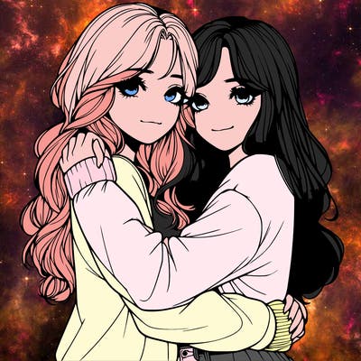 realistic girls hugging