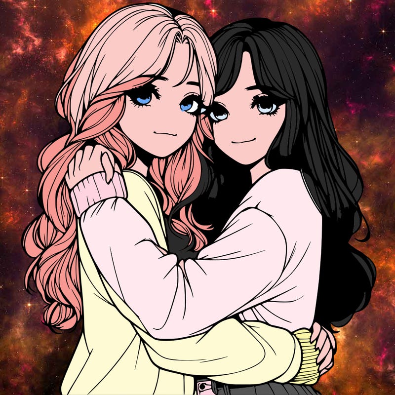 realistic girls hugging