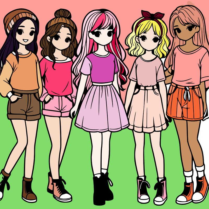 a group of five girls