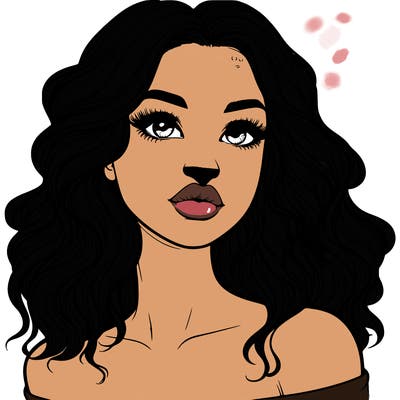 realistic girl with wavy hair and lips