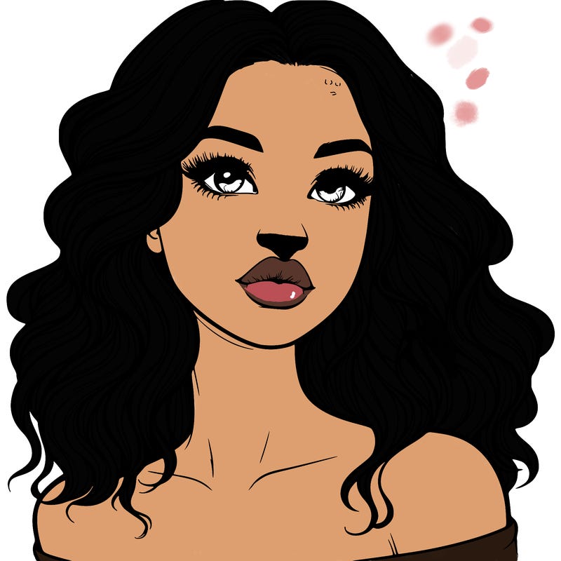 realistic girl with wavy hair and lips