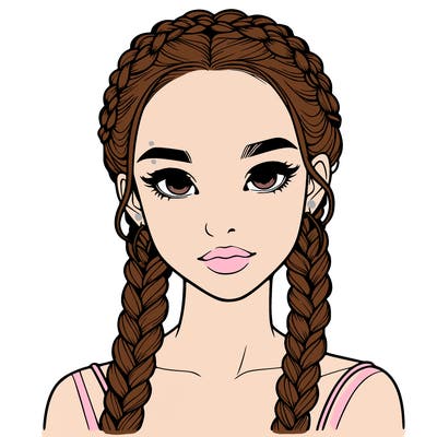 realistic girl with braids