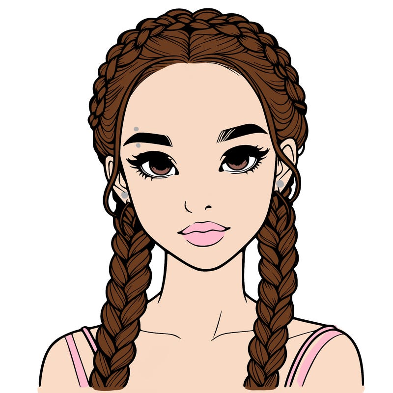 realistic girl with braids