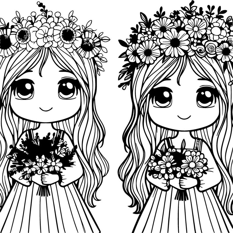 girl with flower bouqet and flower crown