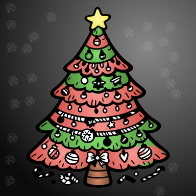 christmas tree with lots of details