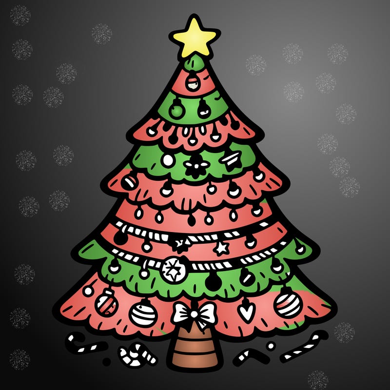 christmas tree with lots of details