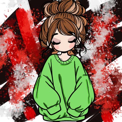 girl with baggy sweatshirt and messy bun