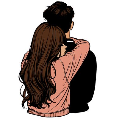 realistic girl hugging boyfriend from back