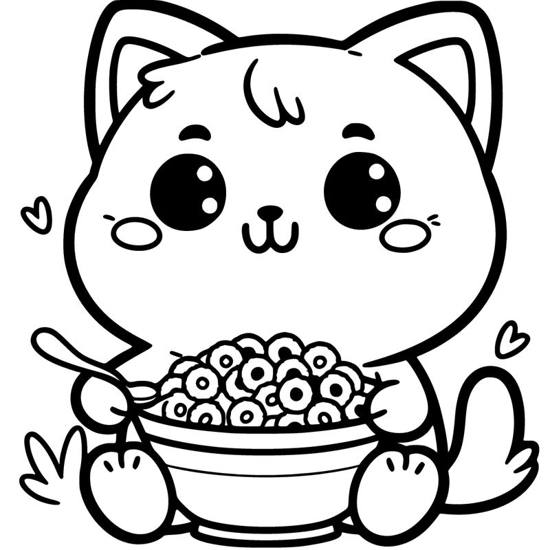 cute cat that is holding a bowl of cereal