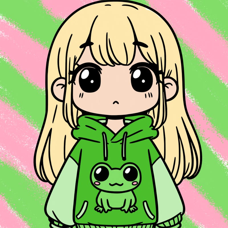 girl wearing frog sweatshirt