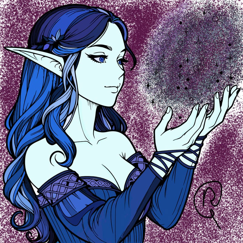 realistic elf girl doing magic