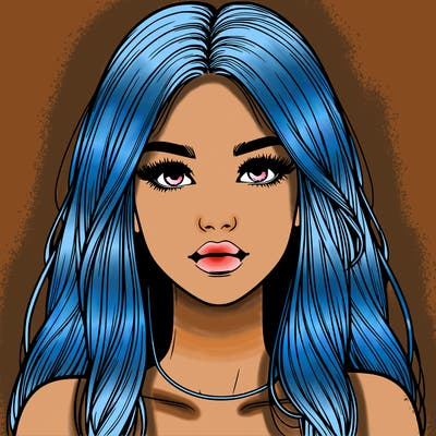 realistic girl with long hair  and lips